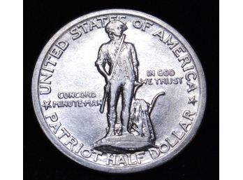 1925 Lexington-Concord Sesquicentennial Commemorative Half Dollar 90 Percent Silver BU (aka9)