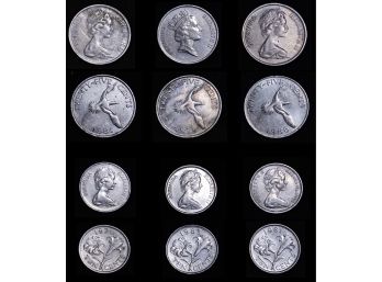 Lot Of 6 Bermuda Coins  1979  1981  1986  Twenty-Five Cents  And 1970  1981  1983 Ten Cents (ctm4)
