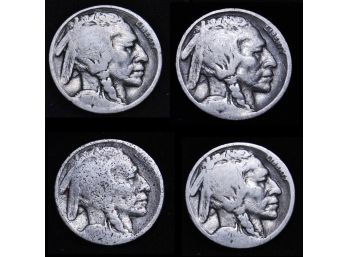Lot Of 4 VERY EARLY Buffalo Nickels 1917  1917  1920  1928  Rare Dates  (zep7)