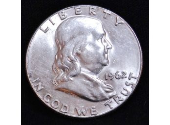 1962 Benjamin Franklin Half Dollar 90 Percent Silver Uncirculated (hbk7)