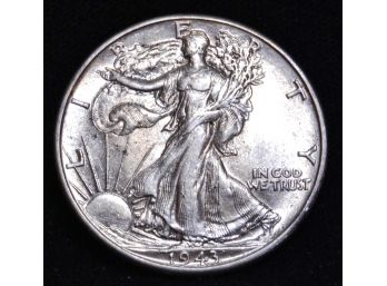1943 Walking Liberty Half Dollar 90 Percent Silver BU Brilliant Uncirculated (caz7)