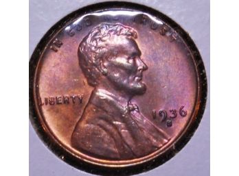 1936-S Lincoln Wheat Cent / Penny BRILLIANT UNCIRCULATED MS Grade! Red  (yar5)
