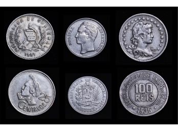 Lot Of 3 World Coins - 1991 Guatemala 25 Centavos / 1967 Venezuela Bolivar / 1935 Brazil 100 Reis  (bca3)
