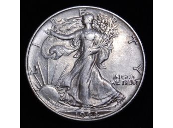 1944 Walking Liberty Half Dollar 90 Percent Silver XF / AU (abt6)