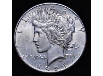 1926-S Peace Silver Dollar BETTER DATE 90 Percent Silver XF / AU Nice! (adz2)