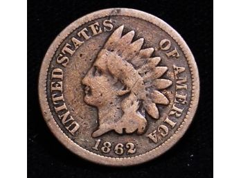 1862 Indian Head Cent / Penny VG Semi-Key Date (uhv9)