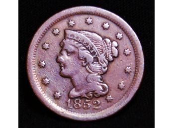 1852 Braided Hair / Coronet Large Cent XF (cch5)