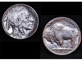 1937-S Buffalo Nickel Lustrous BU Uncirculated FULL BOLD HORN  Amazingly Beautiful! (LLcab5)