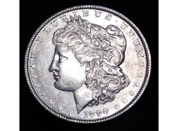 1890 Morgan Silver Dollar 90 Percent Silver Uncirculated BU Brilliant Full Chest Feathers!  (cet3)