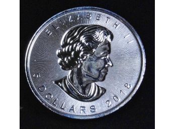 2018 Canadian Silver Maple Leaf $5 Five Dollar Coin 1 Oz .9999 Pure Silver BU BRILLIANT UNCIRCULATED! (pra5)
