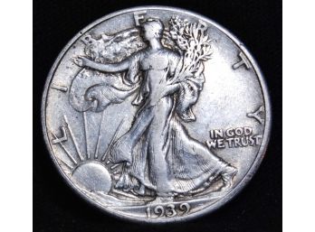 1939 Walking Liberty Half Dollar 90 Percent Silver XFine Plus CLOSELY CIRCULATED Better Date (nab4)