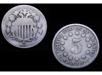 1867 Shield Nickel - No Rays VG Plus (rew6)
