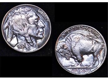 1937-D Buffalo Nickel BU Brilliant UNCIRCULATED Gem Amazing Coin! FULL BOLD HORN  (LLyxz4)