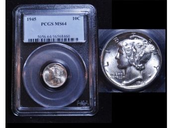 PCGS 1945 Mercury Dime MS-64 90 Percent Silver SUPER COIN! (app3)
