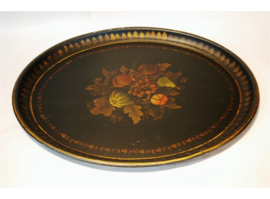 S   Antique Toleware Tole Painted Hand Painted Tray