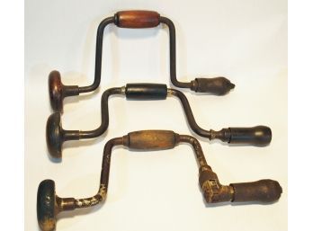 S    Lot Of 3 Antique / Vintage Brace Drills / Hand Drills