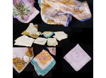 S     Lot Of 12 Vintage Scarves & Handkerchiefs Including 1 100 Per Cent Silk Oscar De La Renta!