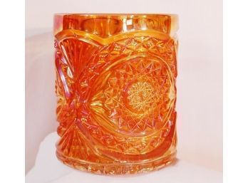 S   Vintage Imperial Marigold Carnival Glass HOBSTAR Biscuit Cracker Jar NO LID
