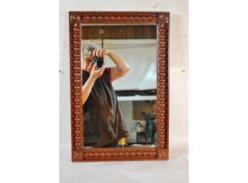 NS   Antique Federal Spool-Carved Solid Wood Wall Mirror