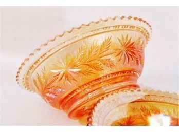 S    Lot Of 2 Vintage Imperial Marigold Carnival Glass Bowls STAR SPRAY Pattern