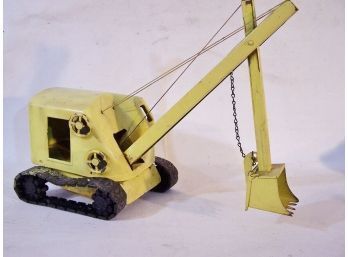 S   Vintage STRUCTO Pressed Steel Yellow Steam Shovel Crane C1940s-1950 Toy Works