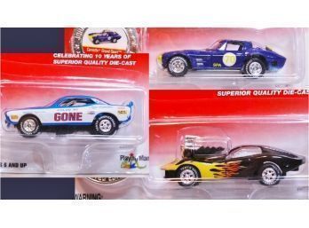 S     Lot Of 3 Johnny Lightning 10 Yr Anniversary Ltd Edition Diecast SPORTS Cars NEW IN PACKAGES