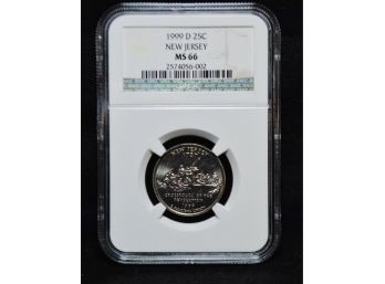 S      1999-D NGC New Jersey State Quarter MS-66 Graded (jn1)