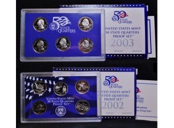 S     2 US Mint State Quarter Proof Sets 2003-S   2003-S   W/ Original Boxes And COA's  (ava3)