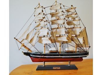NS    Wooden Tall Sailing Ship Model W/ Canvas Sails CUTTY SARK Nice!!!