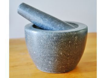 S    Carved Granite Stone Mortar And Pestle  GREAT FOR SPICE / Natural HERB / MEDICINAL Grinding