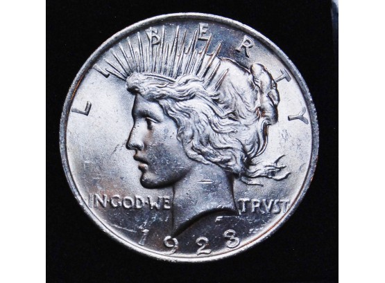 1923 Peace Dollar In Plastic Holder Case 90 Percent Silver BU Uncirculated Lustrous (LLapl7)