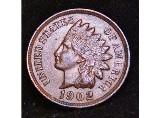 1902 Indian Head Cent Penny  Extra Fine Plus / AU  FULL LIBERTY / 4 Diamonds SHARP! (ptm7)