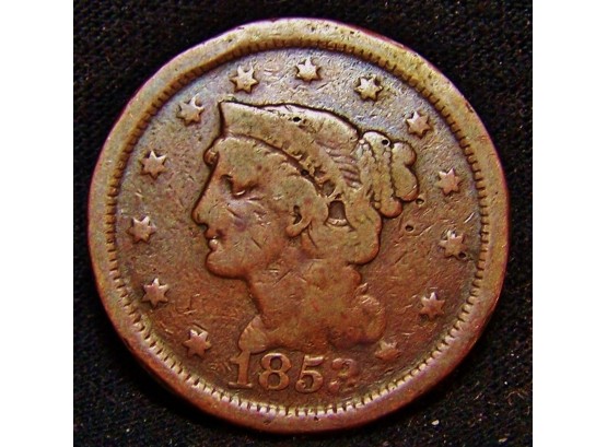 1853 Braided Hair / Coronet Large Cent XF (zvm4)