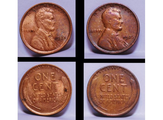 Lot Of 2  NICE EARLY  Lincoln Wheat Cents Pennies 1925 UNCIRCULATED & 1926 AU  (acy8)