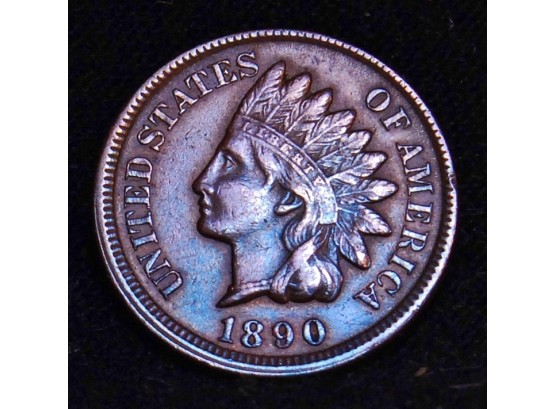 1890 Indian Head Cent / Penny XF Plus / AU Near Uncirculated FULL LIBERTY & 4 DIAMONDS! BEAUTIFUL!  (ctu8)