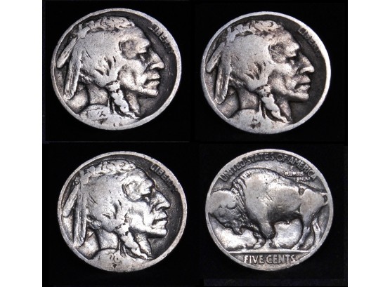 Lot Of 3 Buffalo Nickels  1923   1925  1928  VG  Early Dates (asj4)