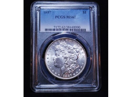1887 PCGS Graded Morgan Silver Dollar MS-62 90 Percent Silver BETTER DATE (hef4)