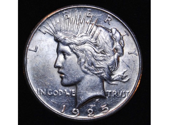 1925 Peace Dollar In Plastic Holder Case 90 Percent Silver XF / XF PLUS Lustrous (LLrtp9)