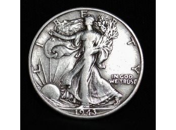 1943-D Walking Liberty 90 Silver Half Dollar XF Better Date (bty8)