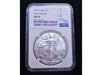 2019 NGC Graded American Eagle Silver Dollar MS-69 1 Oz .999 Pure Silver SUPER! (pry1)