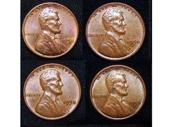 Lot Of 4 1950-D  1958-D  1958 Lincoln Wheat Cents EF Plus / AU Near Uncirculated! Nice (abd3)