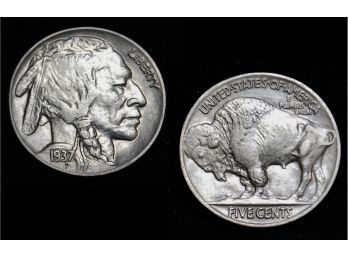 1937 Buffalo Nickels SUPER COIN!! UNCIRCULATED Great Horn (hgg2)