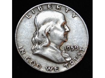 1959 Benjamin Franklin SILVER Half Dollar XF  (jax8)