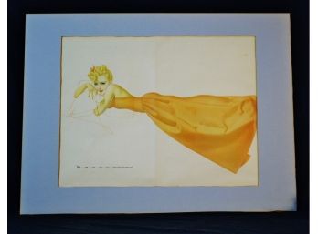 Vintage Large Pin-up Girl Risque Lithograph Circa 1950s-1960 GEORGE PETTY Esquire Magazine Artist