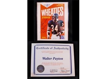 RARE Walter Peyton Football Star Signed / Autographed WHEATIES 8'x10' Photo W/ Official COA MINT! (LLopg8)