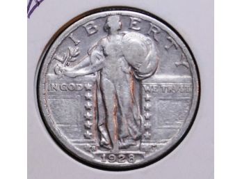 1928-S Standing Liberty US Quarter 90 Silver Fine / Xtra Fine Better Date Nice!  (LLsed5)
