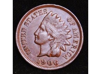 1906 Indian Head Cent / Penny Almost Uncirculated FULL LIBERTY  Nice  (ttf4)