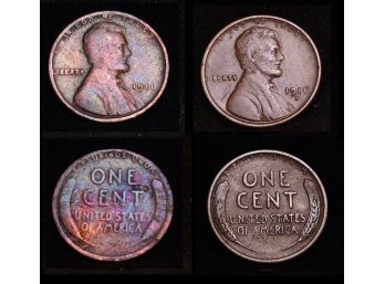 Lot Of 2   1911-D (Semi Key Date) & 1911  EARLY  Lincoln Wheat Cents Pennies (ahk6)