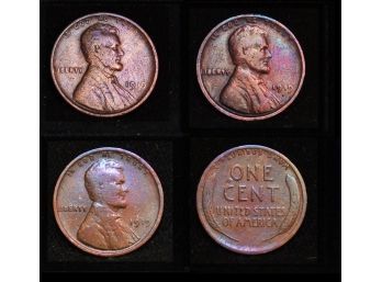 Lot Of 3  NICE EARLY  Lincoln Wheat Cents Pennies 1919-S  1919-D  1919  (smv6)