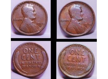 Lot Of 2  NICE EARLY  Lincoln Wheat Cents Pennies 1910  1916-D  (rac2)